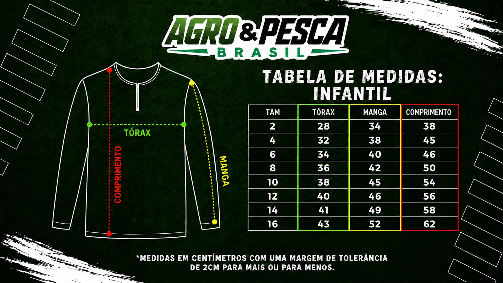 Tabela de medidas infantil